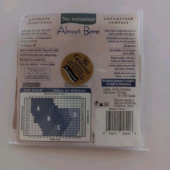 No Nonsense Pantyhose Almost Bare Lace High Cut Panty Sheer Toe Beige Mist Sz A - Picture 2 of 4